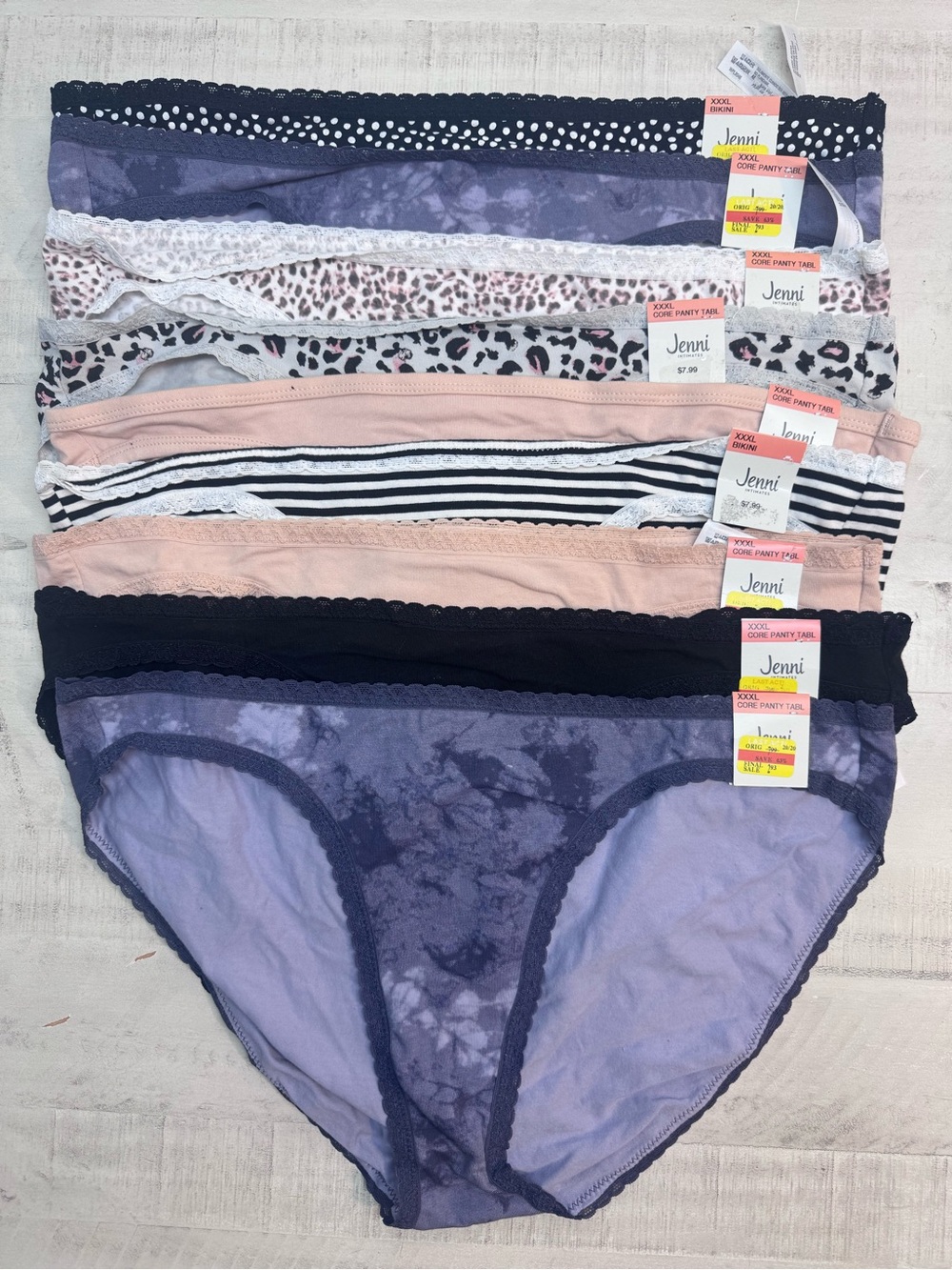 Jenni 9-Pack Cotton Underwear Women's Panties NWT Size XXXL